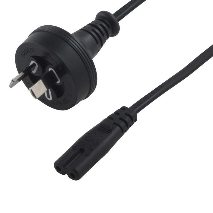 8Ware 2 Pin Core Power Cable 2m AU Plug 240v to IEC C7 figure eight Female Appliance Wall Duty for Notebook AC Adaptor POS OEM ~CBPOW-2C HPL240/8B - Leader Electronics