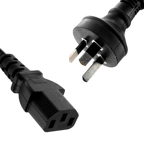 8Ware AU Power Cable 2m - Male Wall 240v PC to Female Power Socket 3pin to IEC 320-C13 for Notebook/AC Adapter - Leader Electronics