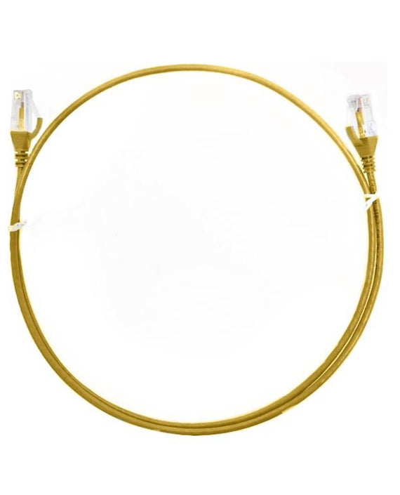 8ware CAT6 Ultra Thin Slim Cable 0.25m / 25cm - Yellow Color Premium RJ45 Ethernet Network LAN UTP Patch Cord 26AWG for Data - Leader Electronics