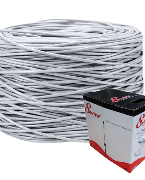 8ware CAT6 UTP Cable 305m Roll - Grey White Full 0.55mm Copper UTP stranded Ethernet LAN Network 24AWG 0.55cu 2x4p pvc Jacket - Leader Electronics