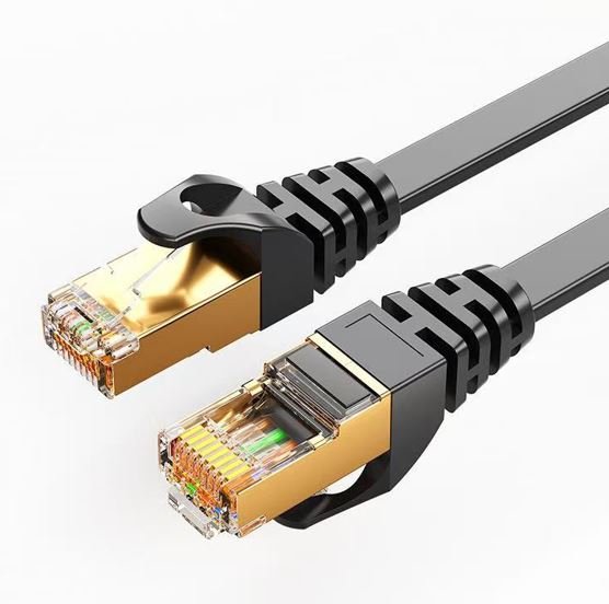 8Ware CAT7 Cable 0.5m (50cm) - Black Color RJ45 Ethernet Network LAN UTP Patch Cord Snagless Flat cable - Leader Electronics