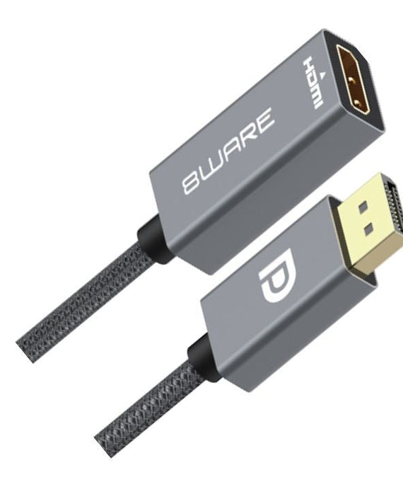 8ware DisplayPort DP to HDMI Adapter Converter Cable 15cm - Male to Female 1080P Gold-Plated for PC/Laptop to HDTVs Projectors Displays Retail Pack - Leader Electronics