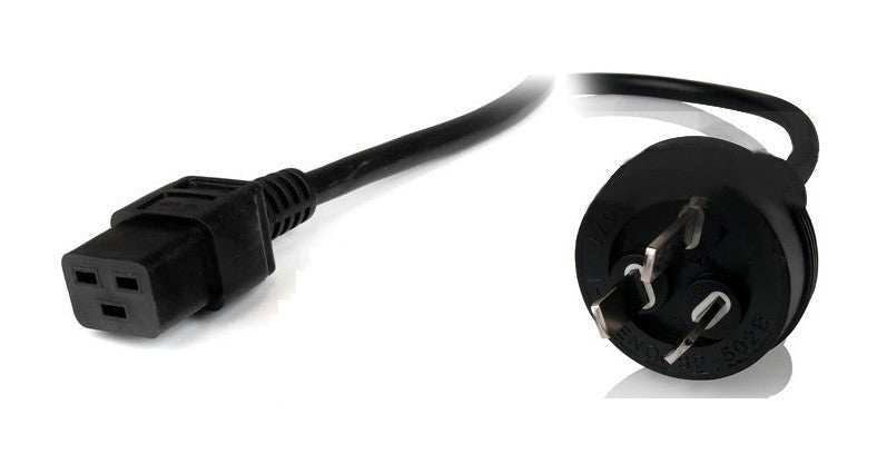 8Ware Power Cable 2m 3-Pin AU to IEC C19 Male to Female 10A Electrical Safety Black - Leader Electronics