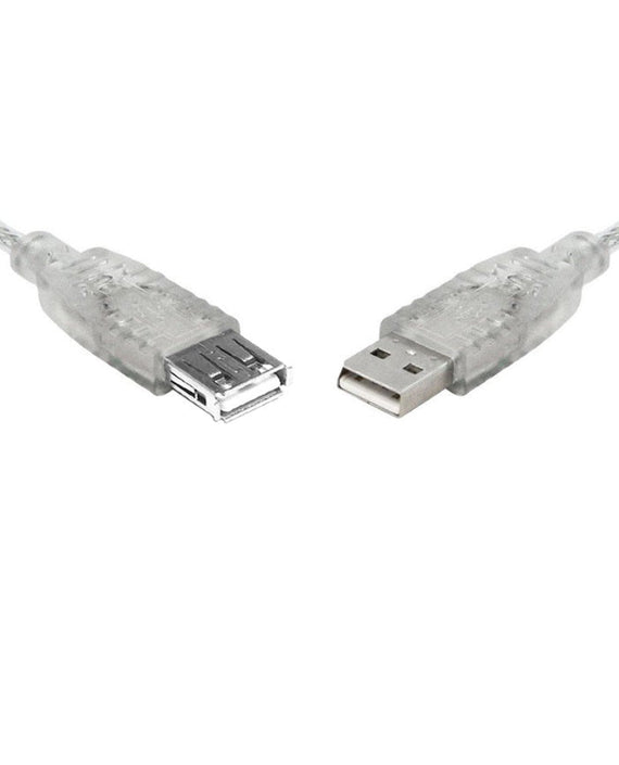 8Ware USB 2.0 Extension Cable 0.25m 25cm A to A Male to Female Transparent Metal Sheath Cable - Leader Electronics