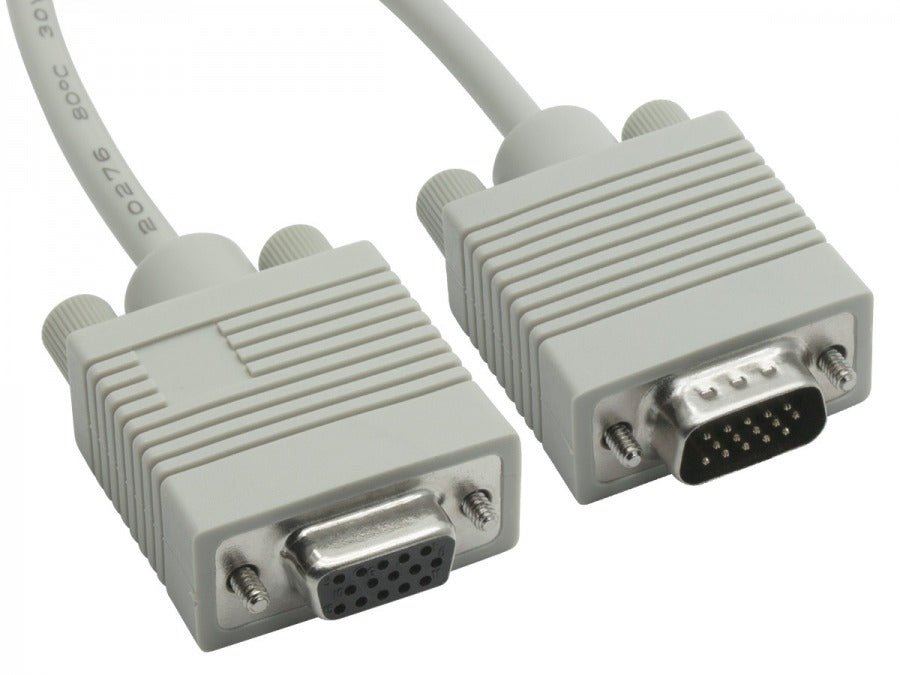 8Ware VGA Extension Cable 3m - 15 pins Male to 15 pins Female for Monitor PC Molded Type Grey - Leader Electronics
