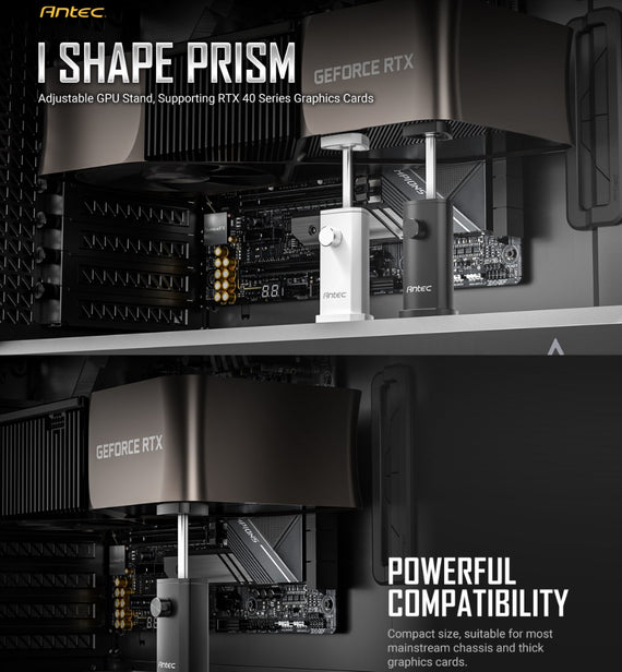 (LS)Antec IGPU, VGA Bracket Holder. Solid Construction & durability - White Aluminum Alloy Metal. Magnetic Non-Slip Base, Tool Free. Stable Rubber Pad