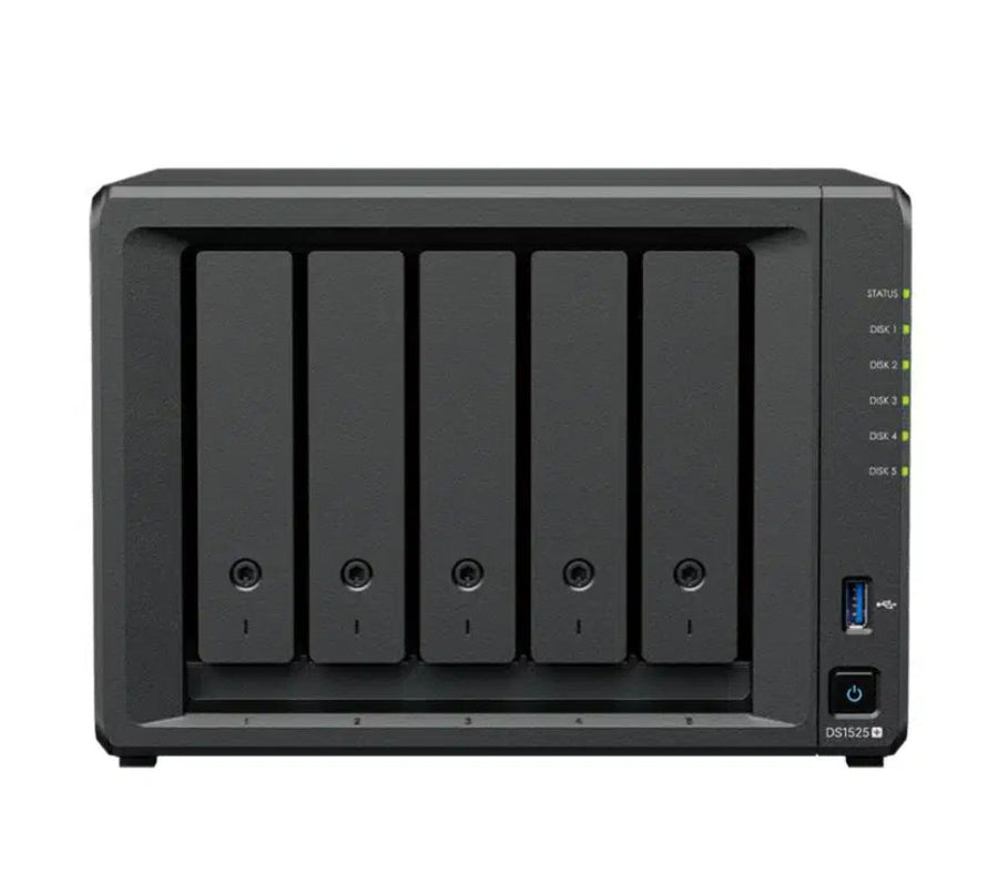 Synology DiskStation DS1525+ 5-Bay 3.5' , 2x 2.5 GbE (Tower), AMD Ryzen Quad Core 2.2GHz, 8GB RAM, x USB3.2, 2x Expansion