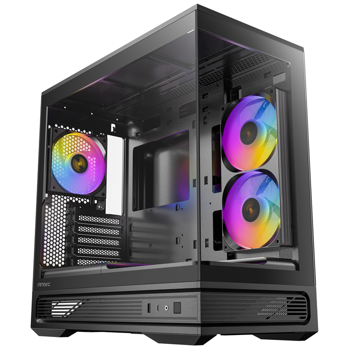 Antec C2M ARGB - Black, Micro-ATX/ITX, steel/glass, 5 slots, 415mm GPU, 165mm CPU, 240mm ARGB fan, USB-C 10Gbps Cases &