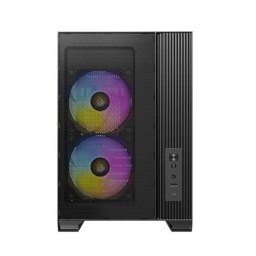 Antec Flux M MicroATX/ITX, TG side, 5 slots, 2x3.5',2x2.5', 6x120mm fans incl ARGB, 360mm rad, GPU≤405mm, CPU≤175mm, USB-C. Compact MicroATX Case