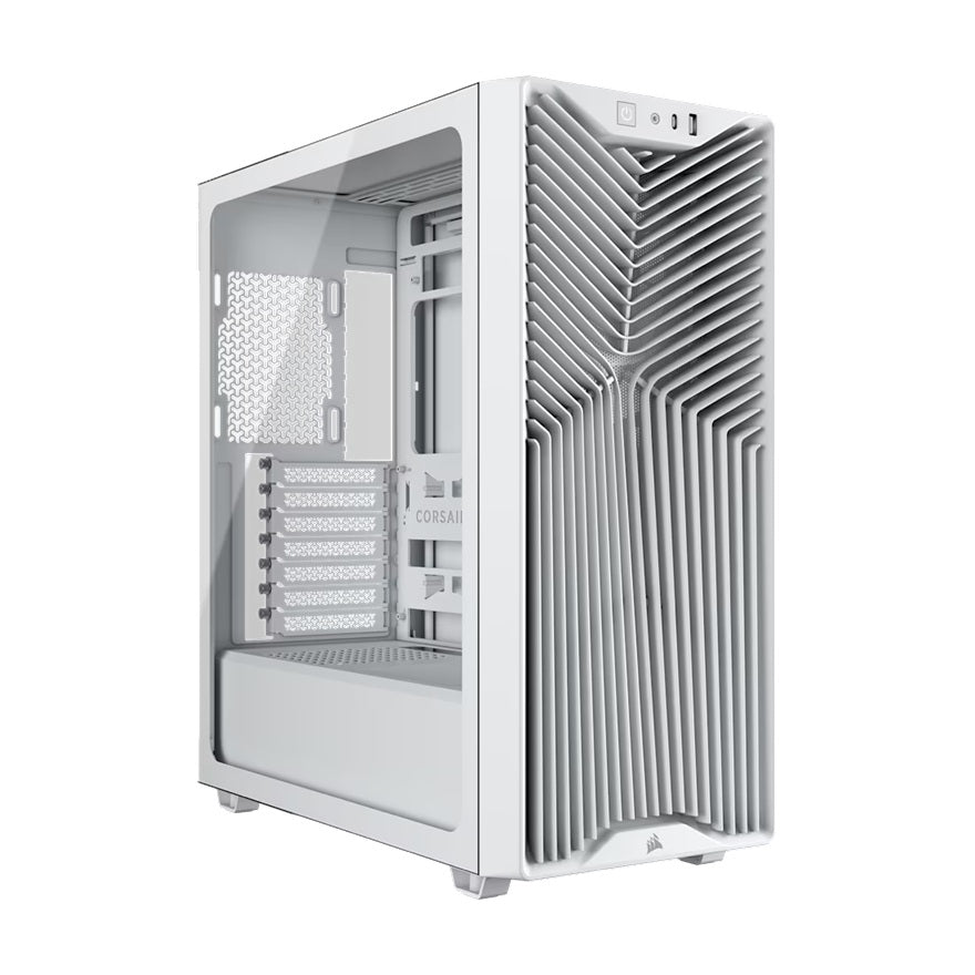 Corsair 3200D RS Mid-Tower PC Case - White, ATX mATX ITX, TG panel, 400mm GPU, 165mm CPU, 360mm rad, USB-C, 7 slots, 2x2.5