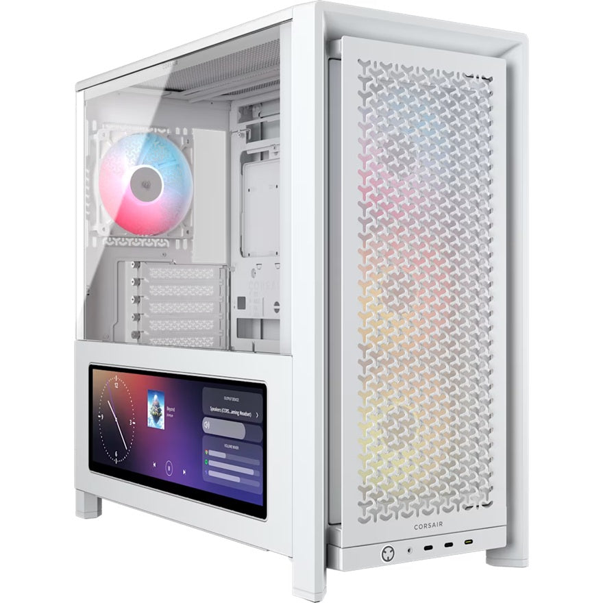 Corsair FRAME 4000D LCD RS ARGB Premium Mid-Tower PC Case- White, ATX/mATX/ITX/E-ATX, 486x490x239mm, 430mm GPU, 360mm rad,