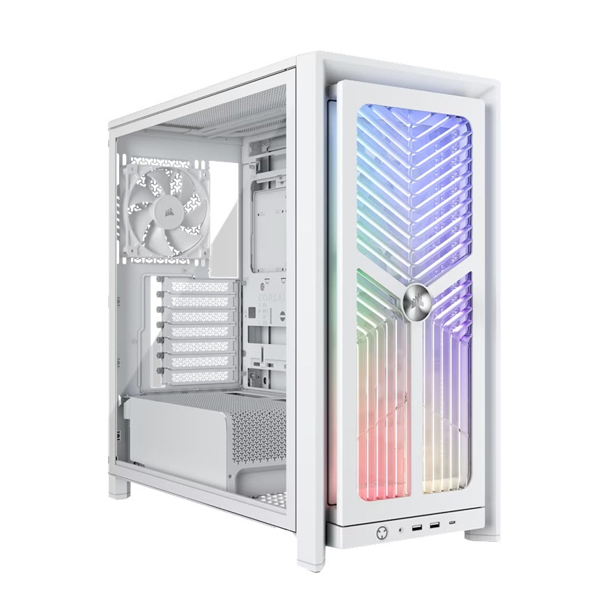 Corsair FRAME 4000X RS Mid-Tower PC Case - White, Mid-Tower ATX/E-ATX Mini-ITX Micro-ATX 430mm GPU 170mm CPU 360mm rad TG