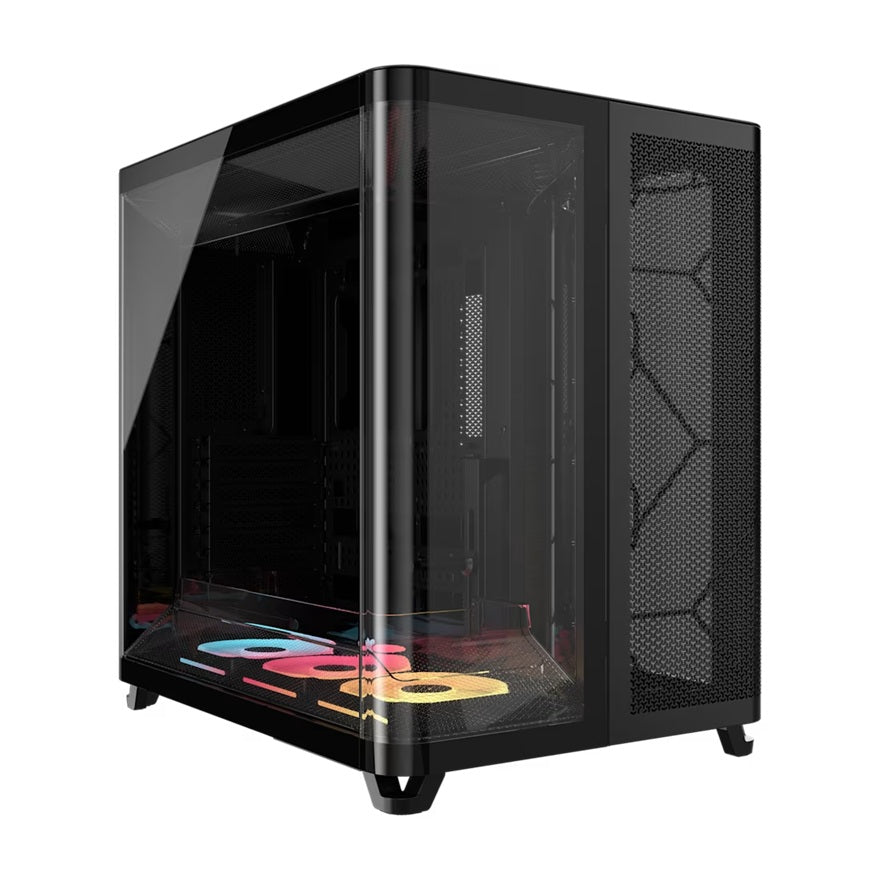 Corsair AIR 5400 LX-R RGB iCUE LINK Triple Chamber Mid-Tower PC Case - Black; ATX/E-ATX; 467x470x340mm; TG; 360GPU; 180CPU;