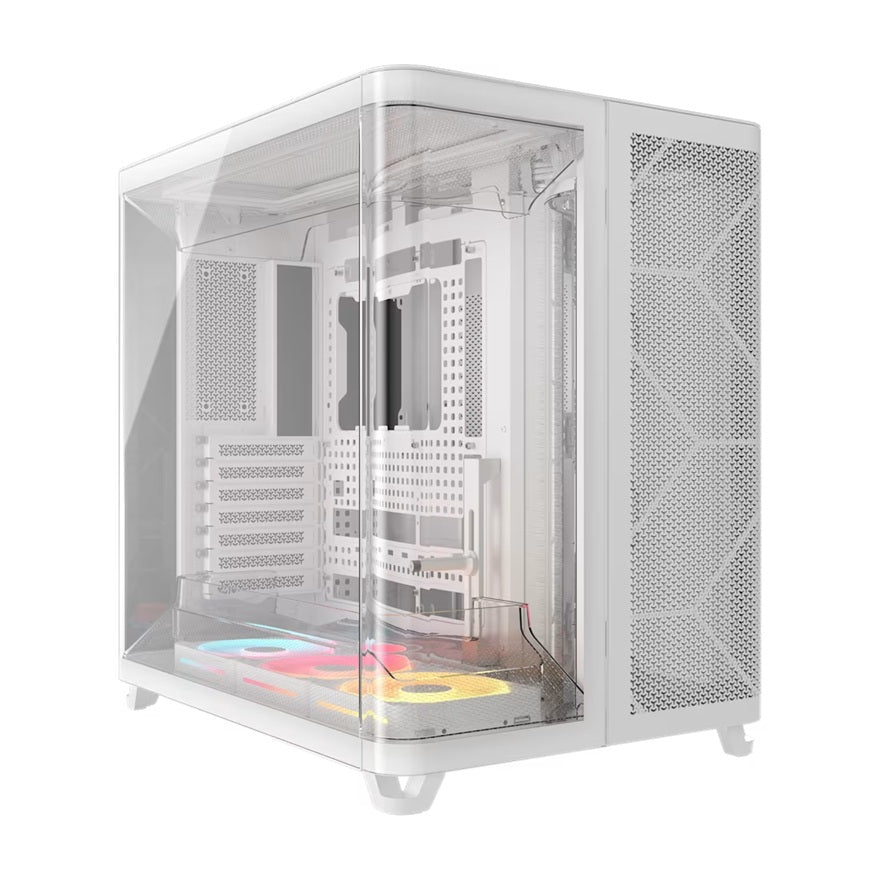 Corsair AIR 5400 LX-R RGB iCUE LINK Triple Chamber Mid-Tower PC Case - White; ATX/E-ATX; 467x470x340mm; TG; 360GPU; 180CPU;