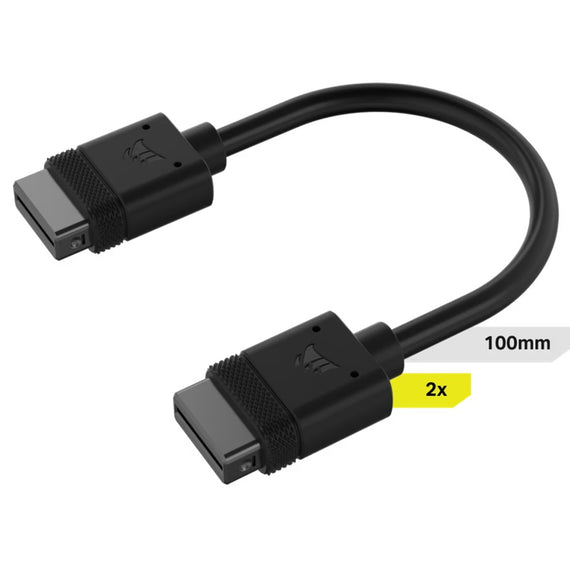 Corsair iCUE LINK Cable - 2x 100mm, Dual Cable pack Black Stright connectors