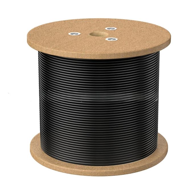 8Ware 305m CAT6A UTP LAN Network Cable Roll 23AWG PVE HDPE 7.4mm UV Stabilised Jacket Wooden Reel Outdoor Black Cables