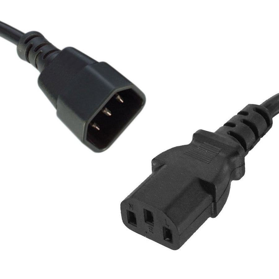 8Ware Power Cable Extension Cord 1m IEC C14 to C13 Male to Female for Monitor to PC or PC/UPS to Device Cables