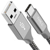 Astrotek 1m USB-A to Type-C Data Sync Charger Cable Silver Strong Braided Heavy Duty Fast Charging for Samsung Galaxy Note