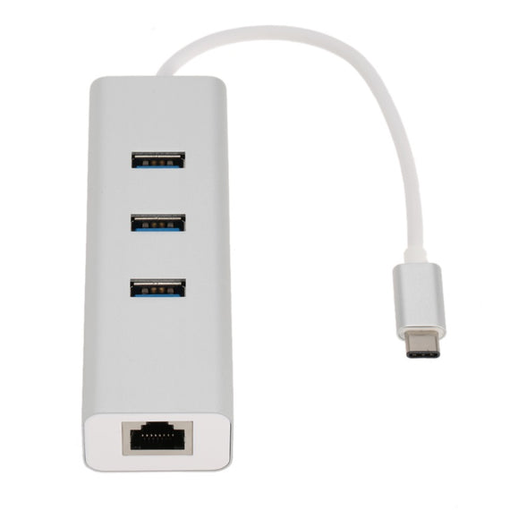 Astrotek USB-C to LAN + 3 Ports USB3.0 Hub Gigabit RJ45 Ethernet Network Adapter Converter 15cm for iPad Pro Macbook Air