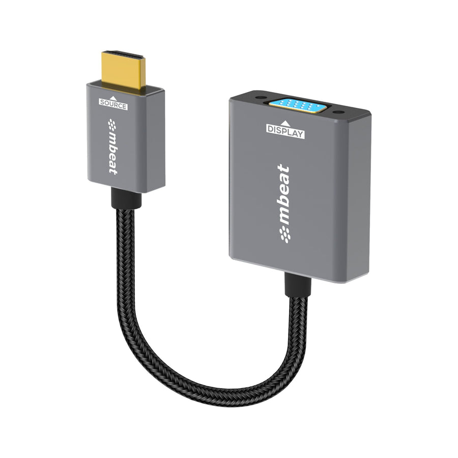 mbeat® Tough Link HDMI to VGA Adapter HDMI Support Version: 2.1 Cable Length: 15cm Up to 1080p@60Hz (1920×1080).Package