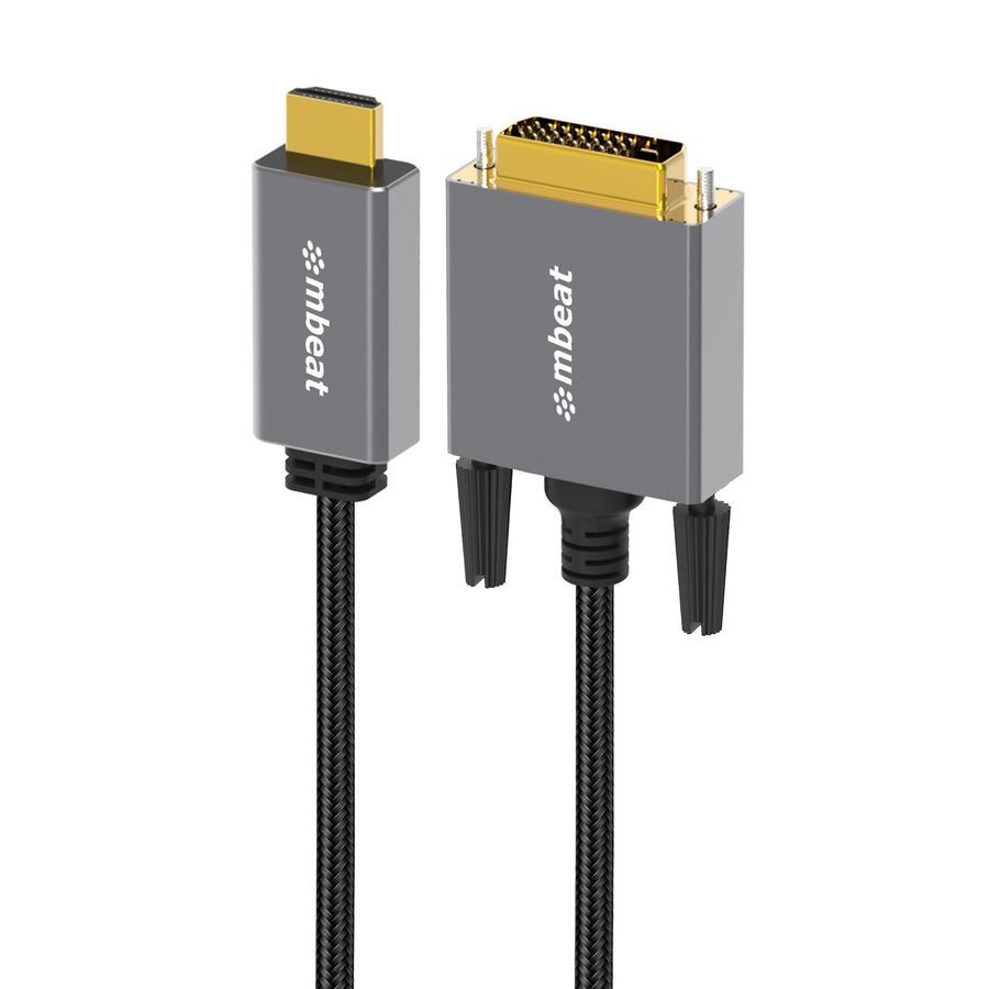 mbeat® Tough Link 1.8m HDMI to DVI Cable  Up to 1080p@60Hz (1920×1080)  Cable Length: 1.8m Package Weight: 163g