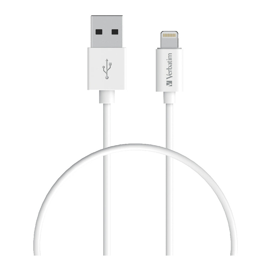 Verbatim Charge & Sync Lightning Cable 50cm - White--Lightning to USB A Cables CBV-66580