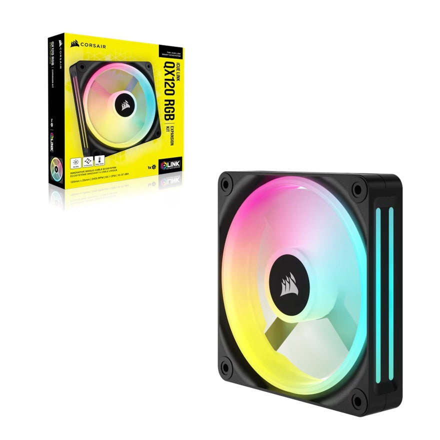 Corsair QX RGB Series, iCUE LINK QX120 RGB, 120mm Magnetic Dome RGB Fan, Expansion Kit Fan & Cooling Products