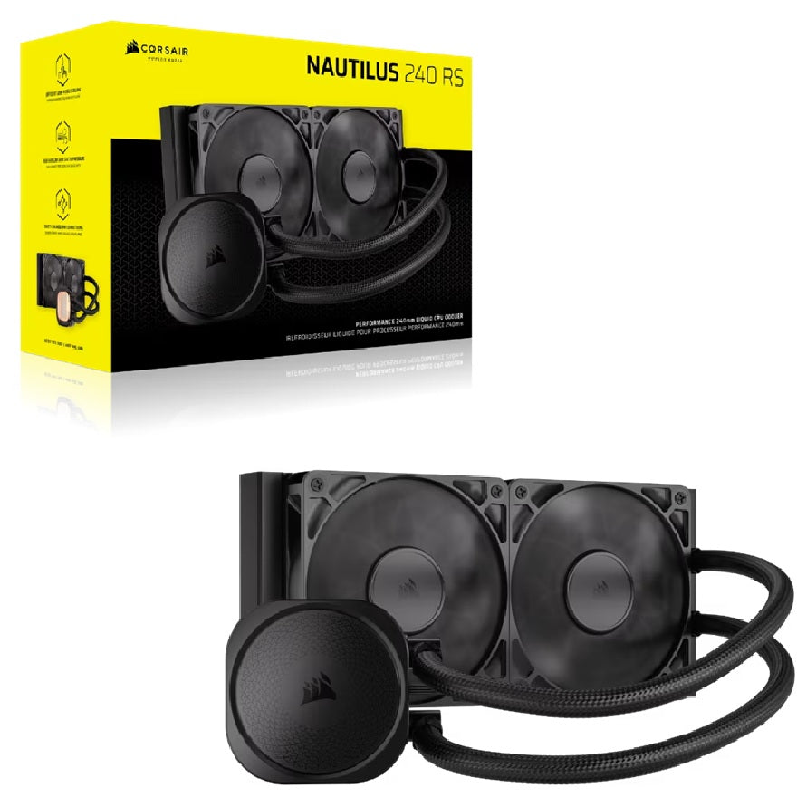 Corsair NAUTILUS 240 RS Liquid CPU Cooler, Aluminum Rad, Copper Cold Plate, PWM Fan Control, 2100 RPM, 240mm rad, 400mm