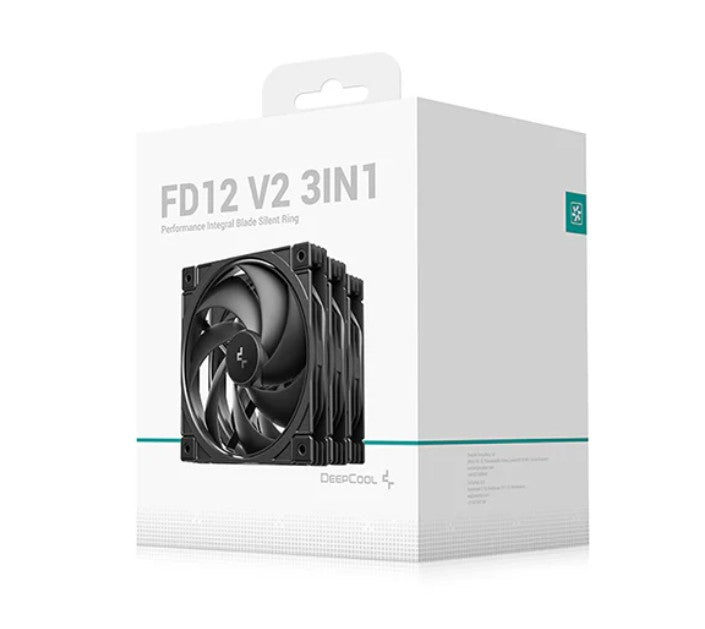 DeepCool FD12 V2 3IN1 120mm Performance Integral Blade Silent Ring Case Fans, 4-pin PWM, 500~2500 RPM, Hydro Bearing Fan &