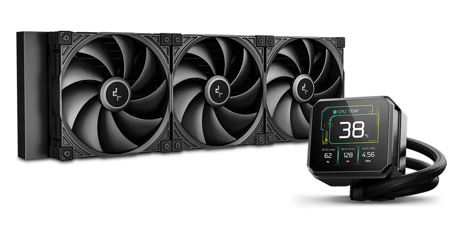 DeepCool SPARTACUS 420 Fully Customisable 6th Gen Liquid Cooler, Thick Tracking Balancing Fans, 3.4' IPS LCD Fan & Cooling