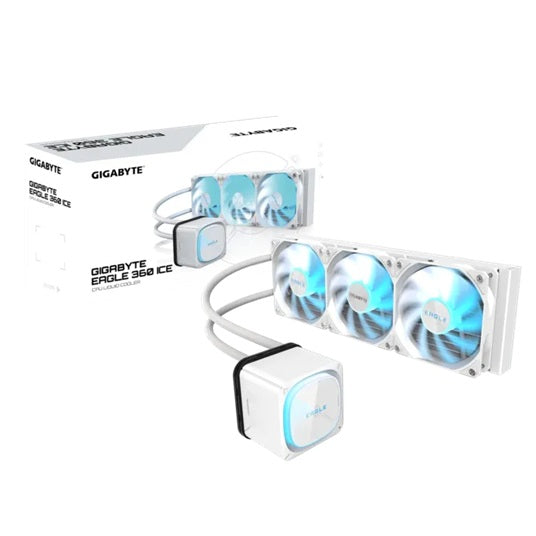 GIGABYTE EAGLE 360 ICE 360mm alu rad, 3x120mm ARGB fans 600-2000RPM, Intel 1851/1700/115X/1200 AMD AM5/AM4, copper pump