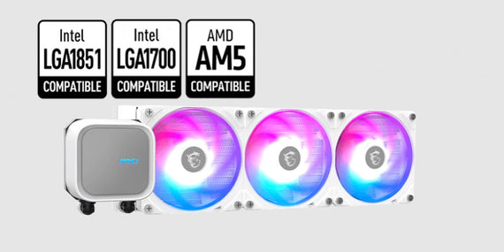 MSI MAG CORELIQUID A13 360 WHITE, 2.4', IPS, USB 2.0 pin header, SATA, 2 fans, Two Ball Bearing, AM5 / AM4, 3 Year warranty