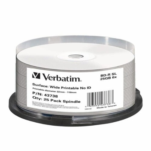 Verbatim Blu-Ray BD-R 25pk 25GB, 6x, Spindle CDR/RW & DVDR/RW Media CMV43738