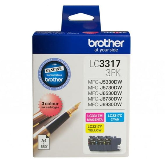Brother LC-3317 Colour Value Pack 1XCyan 1X Magenta 1X Yellow Printer Consumable COB-LC33173PK