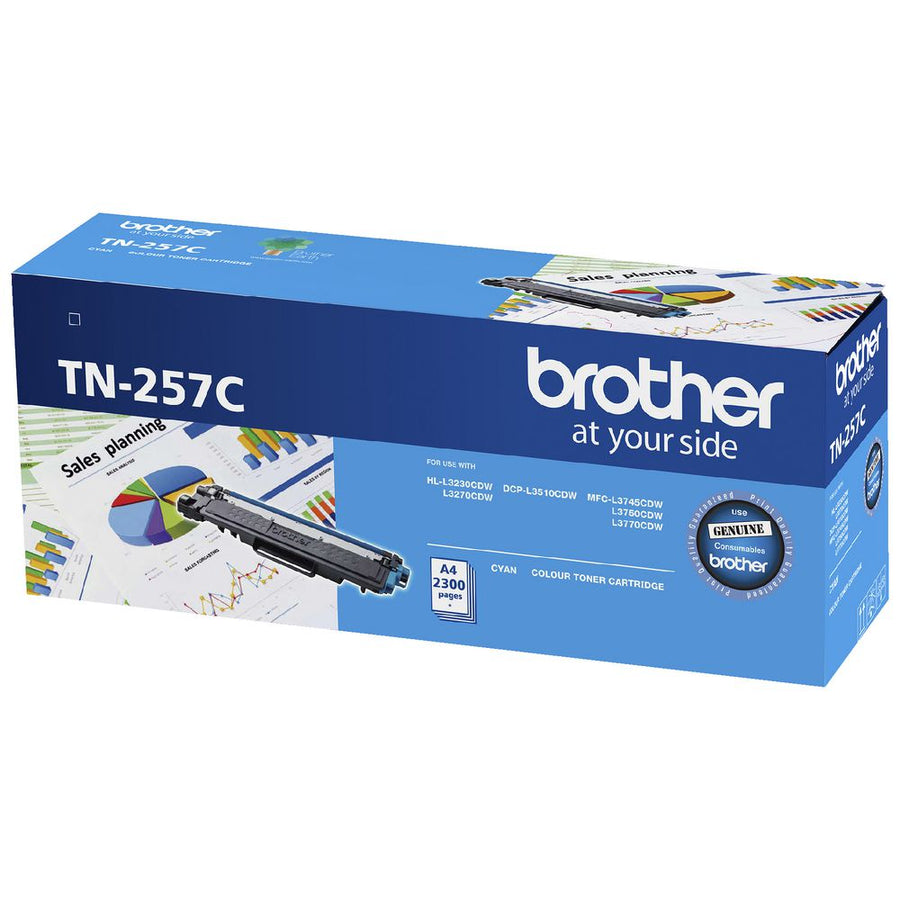 Brother TN-257C Cyan High Yield Toner Cartridge to Suit - HL-3230CDW/3270CDW/DCP-L3015CDW/MFC-L3745CDW/L3750CDW/L3770CDW