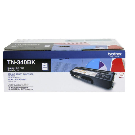 Brother TN-340BK Colour Laser Toner - Standard Yield Black, HL-4150CDN/4570CDW, DCP-9055CDN, MFC-9460CDN/9970CDW - 2500
