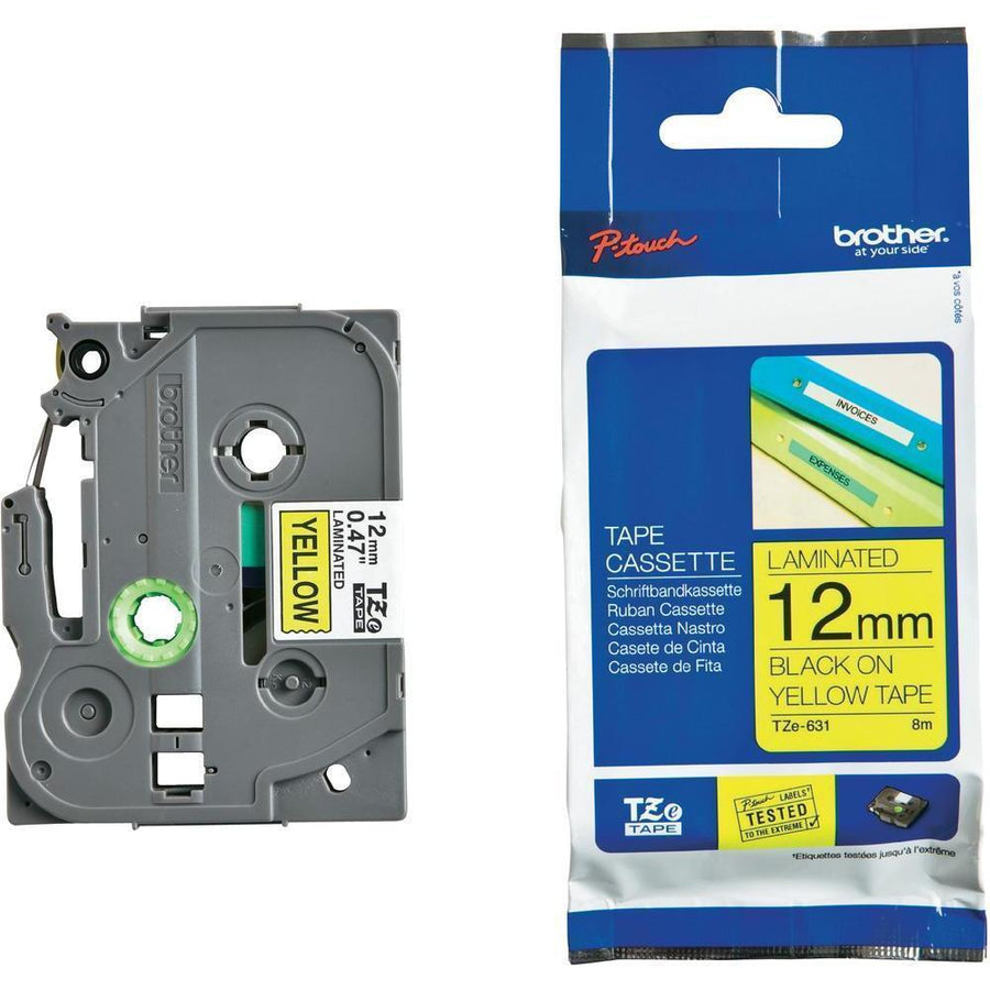 Brother 12mm Black on Yellow TZE Tape Scanner and Labeller COB-TZE-631