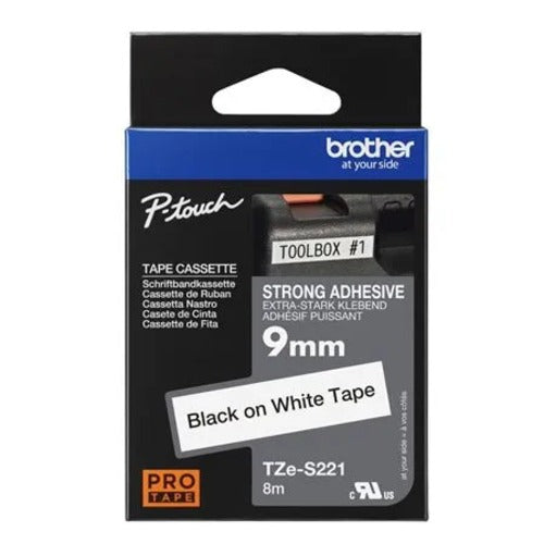 Brother 9mm Black on White Adhesive TZE Tape Scanner and Labeller COB-TZE-S221