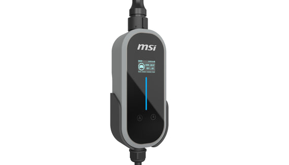 MSI EV Charger Grey Ezgo 10A+15A+Home kit, Single Phase, 230V, 1PH, 2.3KW & 3.4KW, 5M Type 2 Charging gun, 1.8'LCD,  IP66, 1.5T, Bluetooth