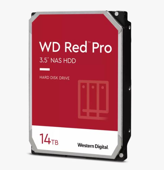 Western Digital WD Red Pro 14TB 3.5' NAS HDD SATA3 7200RPM 512MB Cache 24x7 180TBW ~8-bays NASware 3.0 CMR Tech 5yrs wty