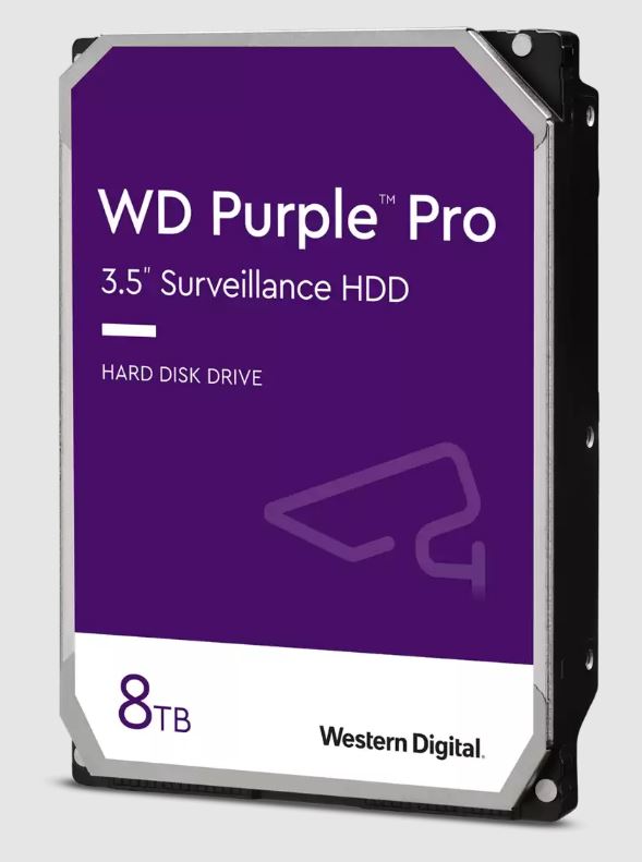 Western Digital WD Purple Pro 8TB 3.5' Surveillance HDD 7200RPM 256MB SATA3 245MB/s 550TBW 24x7 64 Cameras AV NVR DVR 2.5mil