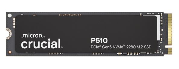 Micron (Crucial) Crucial P510 2TB Gen5 2280 NVMe M.2 SSD 10,000 / 8,700 MB/s R/W 1200TBW 1.4M IOPS 1.5M hrs MTTF Full-Drive
