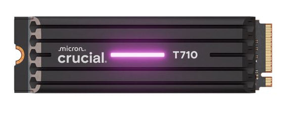Crucial T710 2TB PCIe Gen5 NVMe 2280 SSD w Heatsink - 14500/13800 MB/s R/W 1200TBW 2.3M IOPs 1.5M hrs MTTF with DirectStorage for Intel & AMD 5yrs