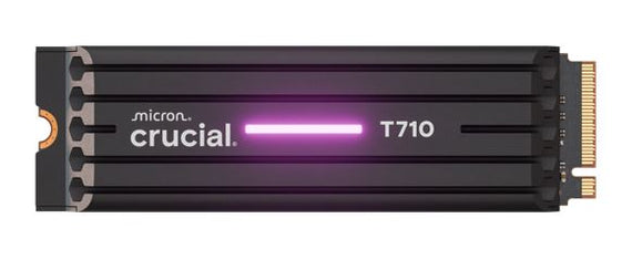 Crucial T710 4TB PCIe Gen5 NVMe 2280 SSD w Heatsink - 14500/13800 MB/s R/W 2400TBW 2.3M IOPs 1.5M hrs MTTF with DirectStorage for Intel & AMD 5yrs