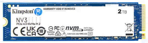 Kingston SNV3S NV3 2TB PCle 4.0x4 NVMe M.2 2280 SSD 6000/5000MB/s 3D HAND compaitible Notebook and SFF 5Y Limited