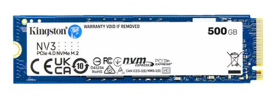 Kingston SNV3S NV3 500G PCle 4.0x4 NVMe M.2 2280 SSD 5000/3000MB/s 3D NAND compaitible Notebook and SFF 5Y Limited Hard Disk