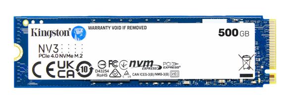 Kingston SNV3S NV3 500G PCle 4.0x4 NVMe M.2 2280 SSD 5000/3000MB/s 3D NAND compaitible Notebook and SFF 5Y Limited Hard Disk