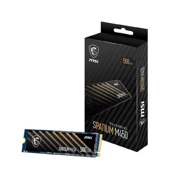 MSI SPATIUM M450 PCIe 4.0 NVMe M.2 500GB, M.2 2280, PCIe Gen4x4 NVMe 1.4, 3D NAND, Phison E19T, 3600/2300 MB/s, 300TBW, 5Y