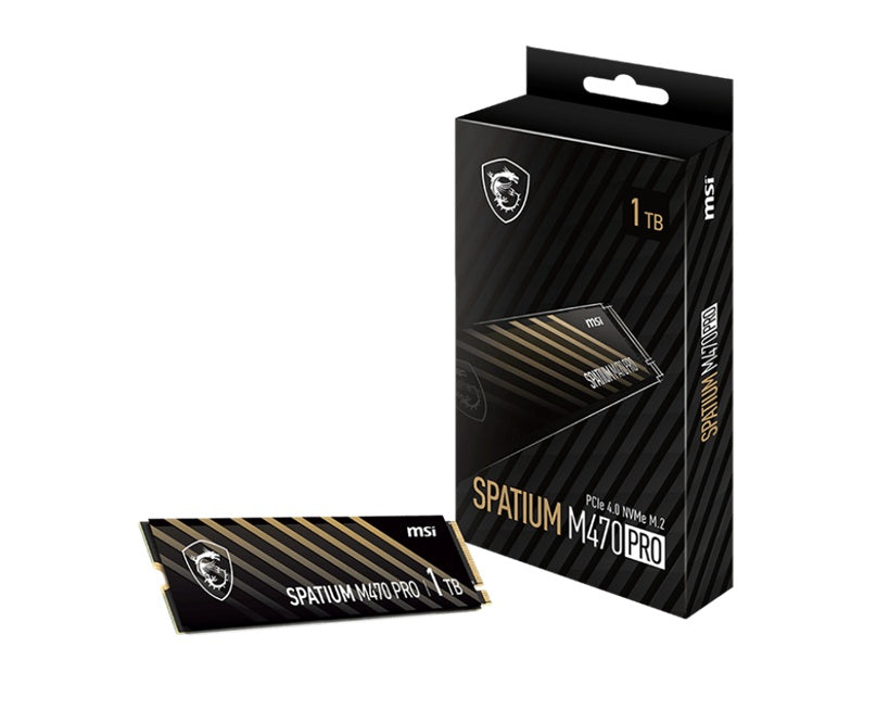 MSI SPATIUM M470 PRO PCIe 4.0 NVMe M.2 1TB SSD, Sequential Read up to 6000MB/s, Sequential Write up to 5000MB/s, 640 TBW, 5