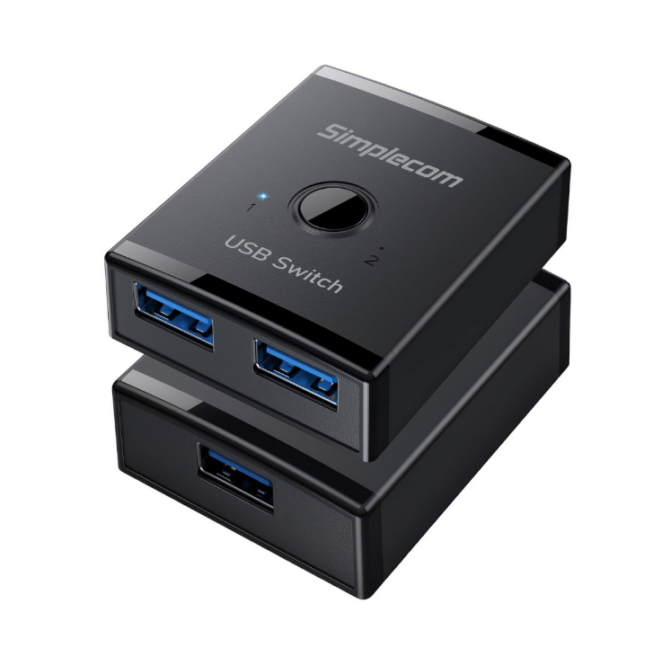 Simplecom KM125 Bi-Directional 2-Way USB 3.0 Switch 1 In 2 Out (2 In 1 Out) 5Gbps  Ideal for sharing USB device between 2 computers